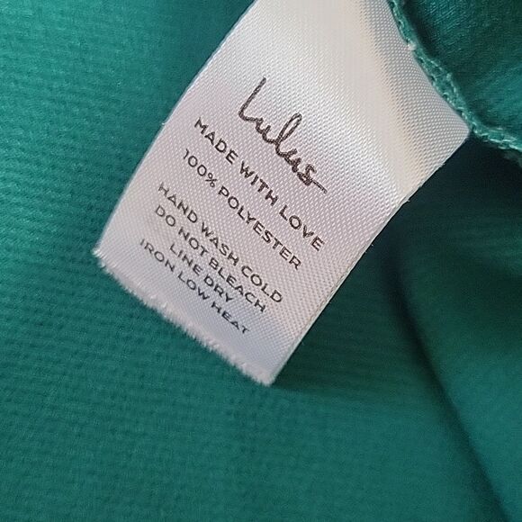Lulus Green Satin Long Sleeve Blouse - Picture 4 of 6
